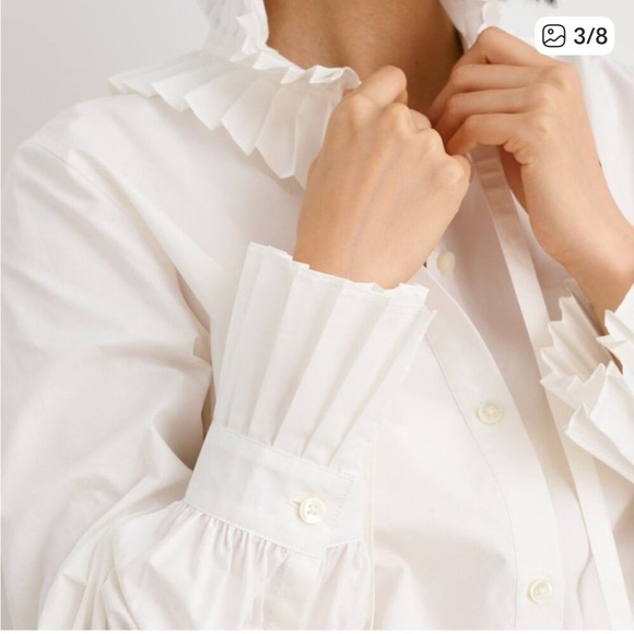 Alex Mill Aurora White Ruffled Button Down Blouse Size Small - Picture 5 of 8
